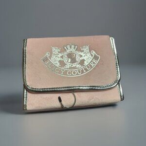 Juicy Couture Light Pink Velour Hanging Organizer Travel Cosmetic Bag, Makeup